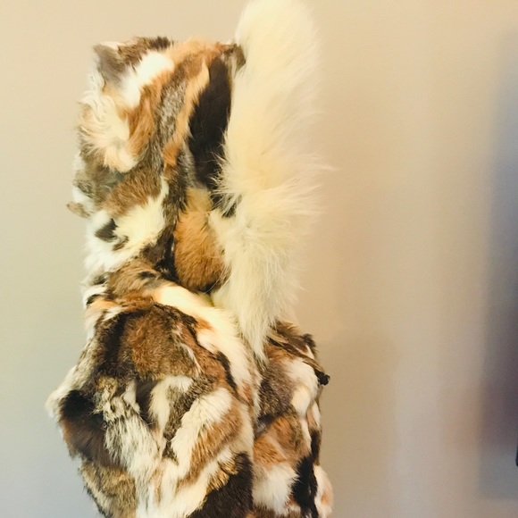 Vintage Pieced Rabbit Fur Coat with Hood - Picture 6 of 8